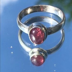 BOUTIQUE PINK TOURMALINE CABOCHON 925 SILVER RING